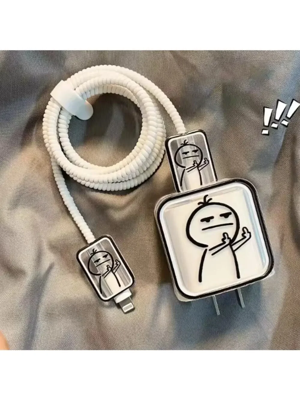 Funny Hand Drawing iPhone Charger Cover Cable Protectors P89